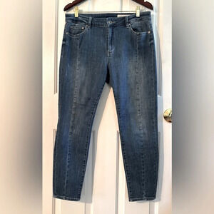 PISTOLA Anthro Center Seam 32 Dark Wash Mild Destroy Stretchy 5 Pocket Crop Jean